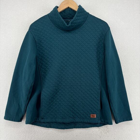 LL BEAN Sweatshirt Womens S Diamond Quilted Mockneck Pullover Blue - Picture 2 of 14